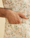 Manyavar Men Buttercream White Floral Printed Jacket