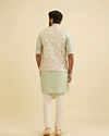 Manyavar Men Buttercream White Floral Printed Jacket