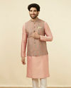 alt message - Manyavar Men Smart-Fit Green Jacket image number 2