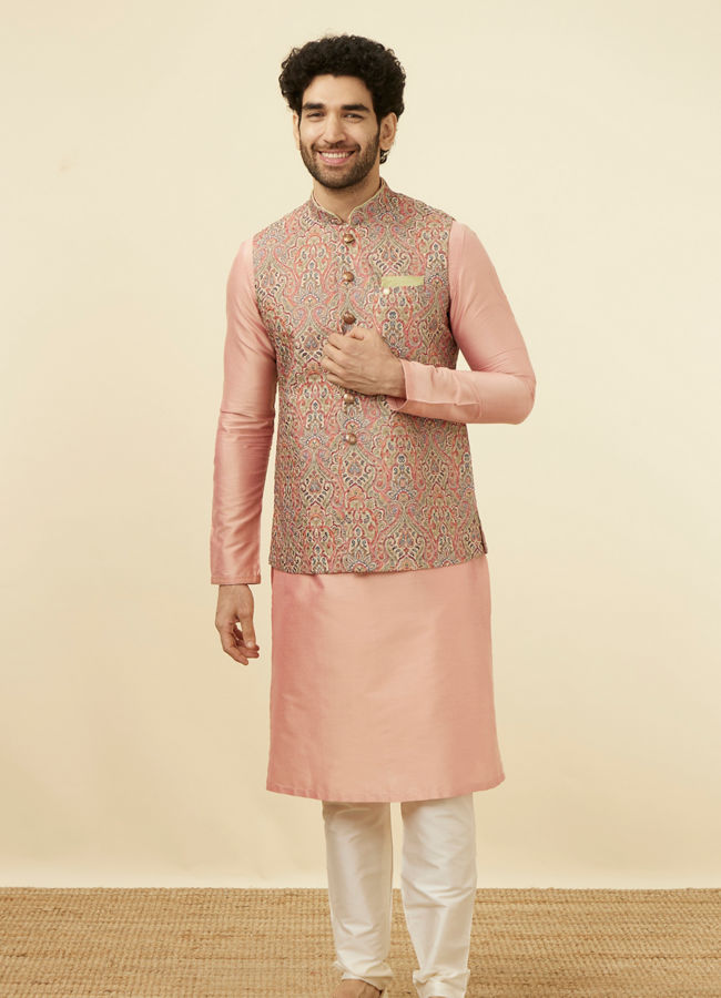 alt message - Manyavar Men Smart-Fit Green Jacket image number 2