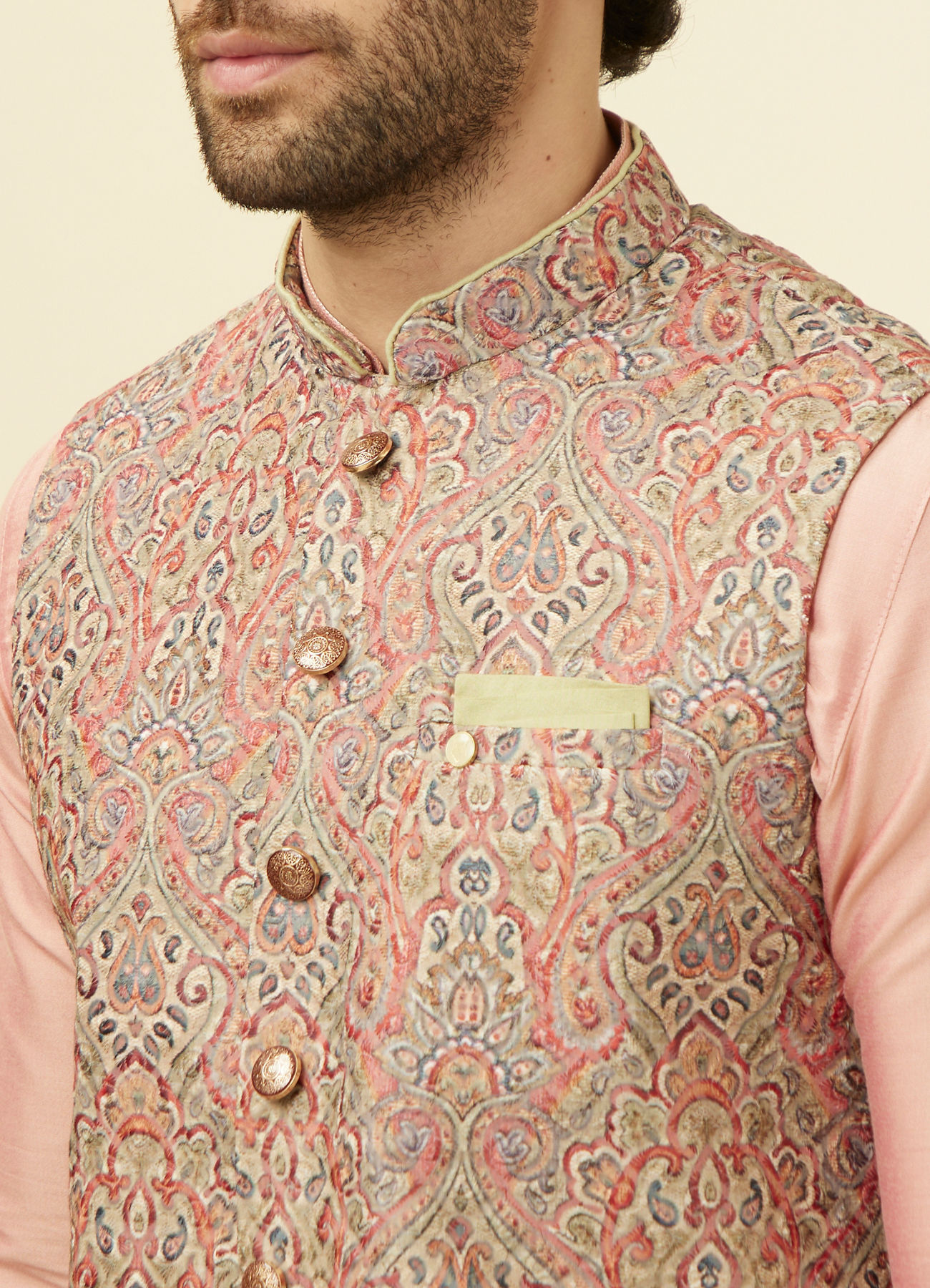 Manyavar Men Smart Fit Green Jacket