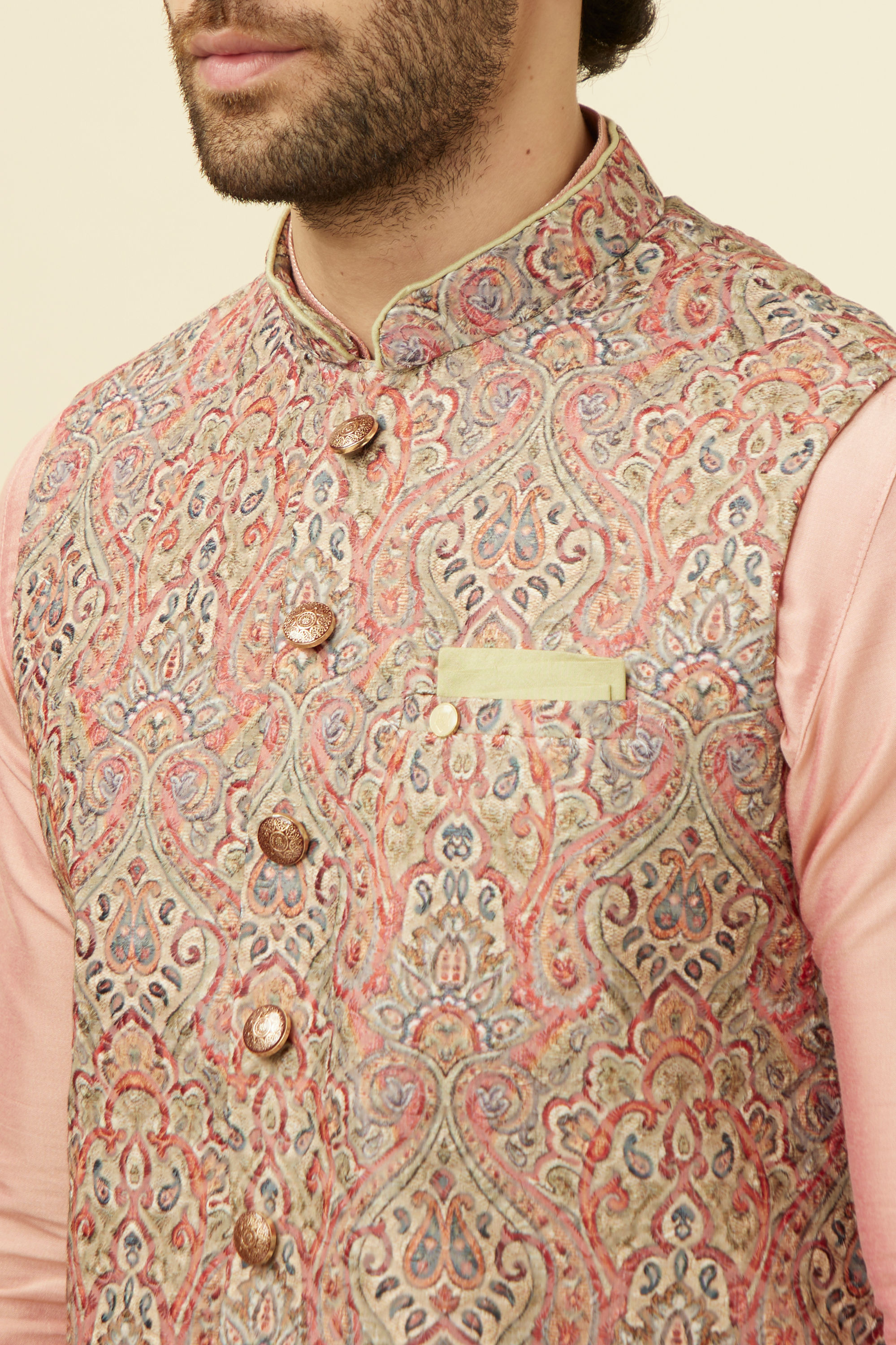 Manyavar Men Smart Fit Green Jacket