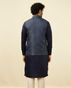 Manyavar Men Navy Blue Printed Jacket