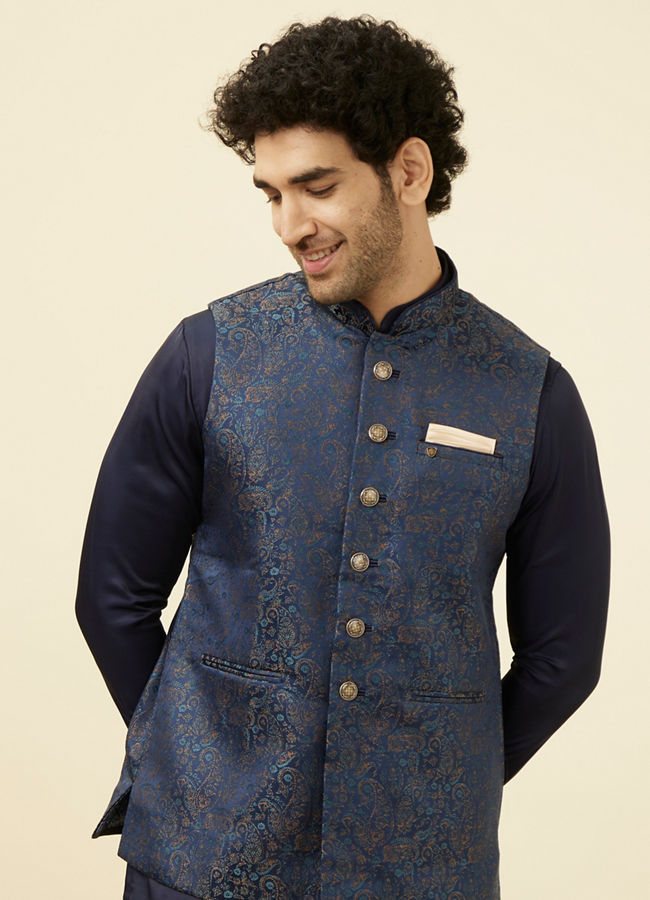 Navy Blue Printed Jacket image number 0