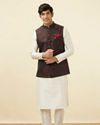 Manyavar Men Black Jacket With Contrast Prints