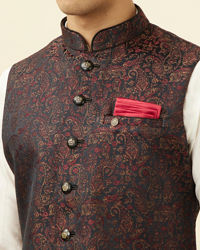 Manyavar Men Black Jacket With Contrast Prints