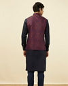 alt message - Manyavar Men Dark Blue Printed Jacket image number 3