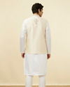 alt message - Manyavar Men Cream Jacket With Contrasting Floral Prints image number 3