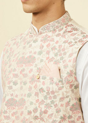 Cream Jacket With Contrasting Floral Prints image number 1