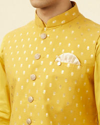 Manyavar Men Sunglow Yellow Buta Patterned Jacket