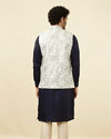 Manyavar Men Blue and White Printed Jacket