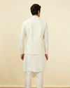 Manyavar Men Pearl White Floral Chikankari Jacket