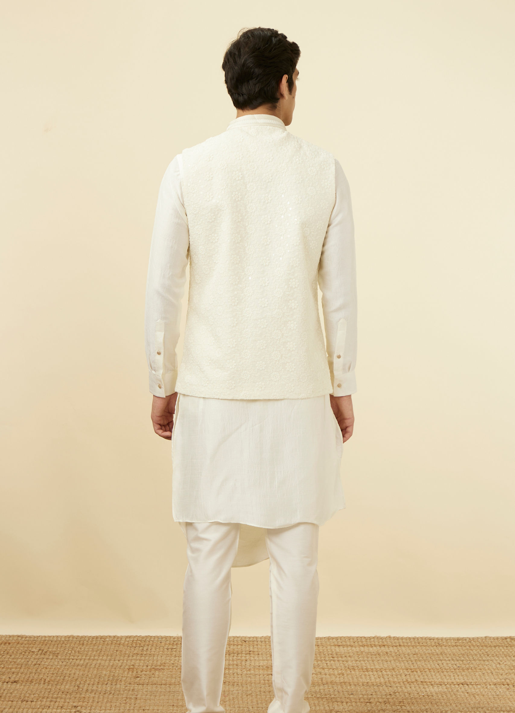 Buy Pearl White Floral Chikankari Jacket Online in India @Manyavar