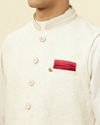 Manyavar Men Pearl White Floral Chikankari Jacket