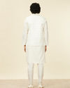 Manyavar Men Warm White Grid Patterned Nehru Jacket image number 3