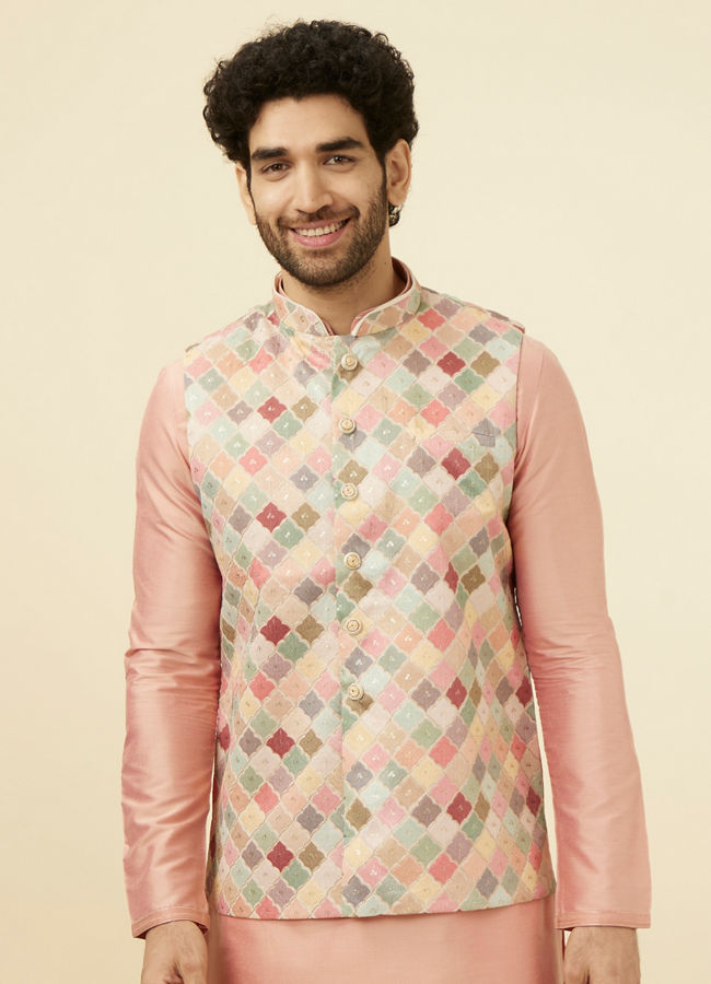 Multicolored Chikan Print Jacket image number 0