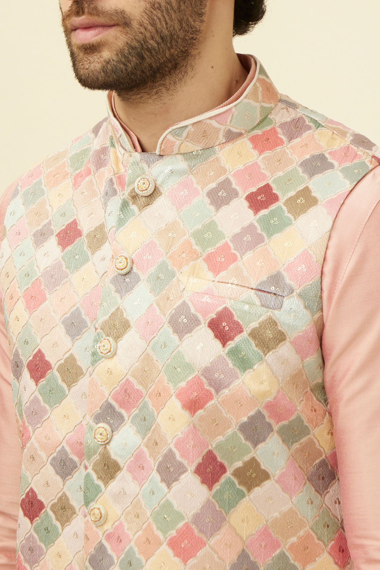 Multicolored Chikan Print Jacket image number 1