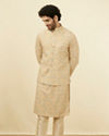 Manyavar Men Light Pista Chikankari Jacket