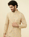 alt message - Manyavar Men Light Pista Chikankari Jacket image number 0