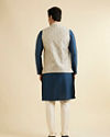 Manyavar Men Dark Grey Medallion Patterned Nehru Jacket