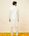 alt message - Manyavar Men Warm White Jaal Patterned Jacket image number 3