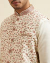 alt message - Manyavar Men Cream Bel Buti Patterned Jacket image number 1