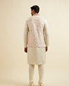 alt message - Manyavar Men Cream Bel Buti Patterned Jacket image number 3