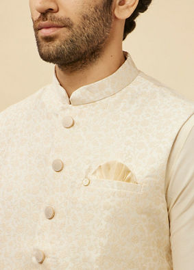 Pearl White Bel Buti Patterned Jacket image number 1