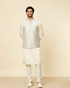 Manyavar Men Lilac Purple Bel Buti Patterned Jacket
