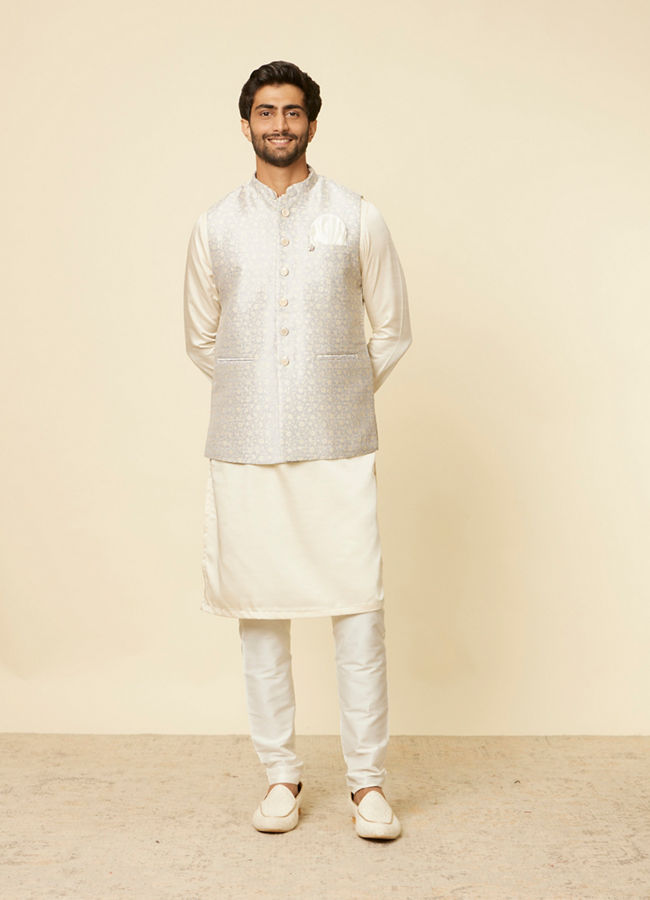 Manyavar Men Lilac Purple Bel Buti Patterned Jacket