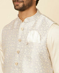 Manyavar Men Lilac Purple Bel Buti Patterned Jacket