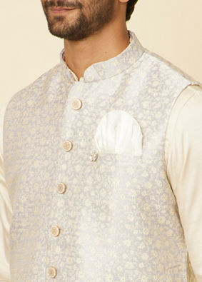 Manyavar Men Lilac Purple Bel Buti Patterned Jacket