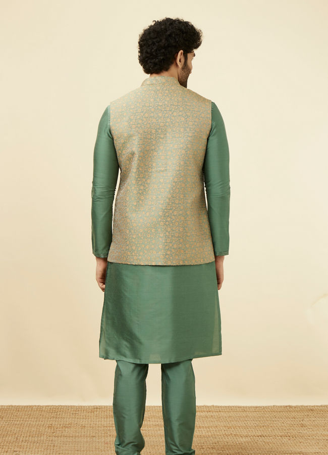 Manyavar Men Sage Green Brocade Jacket