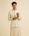 alt message - Manyavar Men Beige Buta Jaal Embroidered Nehru Jacket image number 0