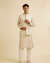 alt message - Manyavar Men Beige Buta Jaal Embroidered Nehru Jacket image number 2