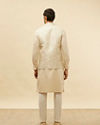 alt message - Manyavar Men Greige Floral Patterned Jacket image number 3