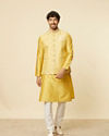 alt message - Manyavar Men Mustard Yellow Medallion Patterned Jacket image number 2