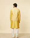 Manyavar Men Mustard Yellow Medallion Patterned Jacket
