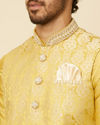 Manyavar Men Mustard Yellow Medallion Patterned Jacket