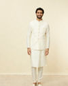 Manyavar Men Sea Salt White Courtly Patterned Jacket