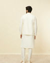Manyavar Men Sea Salt White Courtly Patterned Jacket