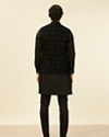 Manyavar Men Kohl Black Scallop Shell Patterned Nehru Jacket