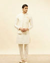 Manyavar Men Light Beige Sequined Jacket