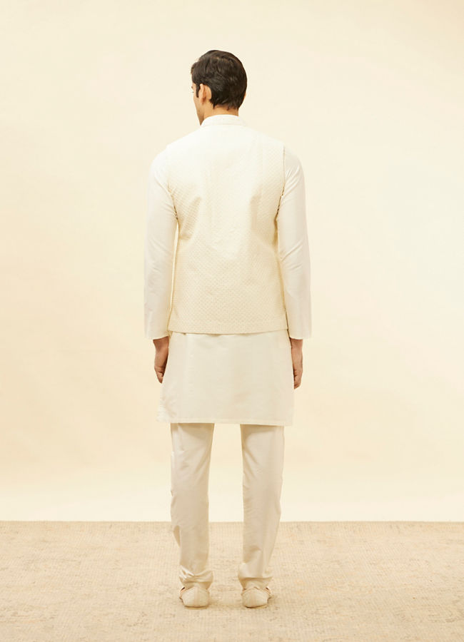 Manyavar Men Light Beige Sequined Jacket