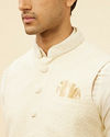 alt message - Manyavar Men Light Beige Sequined Jacket image number 1