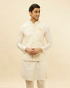 alt message - Manyavar Men Light Beige Sequined Jacket image number 0