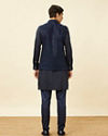 Manyavar Men Sapphire Blue Diamond Patterned Jacket