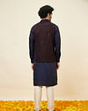 Manyavar Men Deep Blue Sequined Jacket