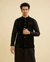 Manyavar Men Midnight Black Diamond Patterned Jacket image number 0