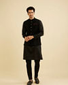 Manyavar Men Midnight Black Diamond Patterned Jacket image number 2